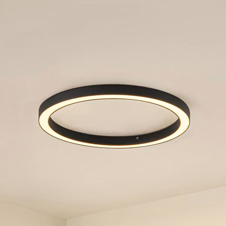 Plafoniera a LED Neor Lucande, dimmerabile, Nero, Corridoio, Metallo, Moderno, Plafoniera LED