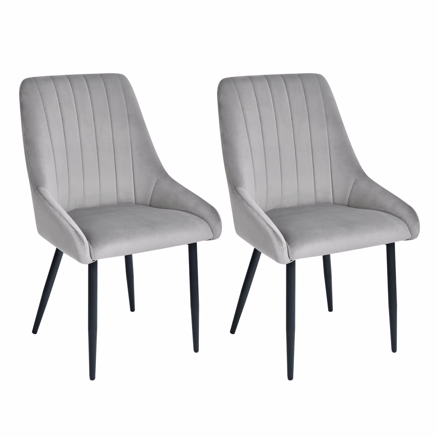 Duhome Set di 2 sedie da pranzo imbottite in velluto, sedie dal design retrò con gambe in metallo, grigio