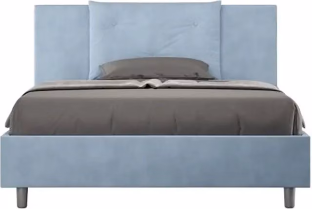 Letto matrimoniale francese con contenitore Appia Ityhome imbottito in microfibra azzurro L/P: 140 x 200 cm