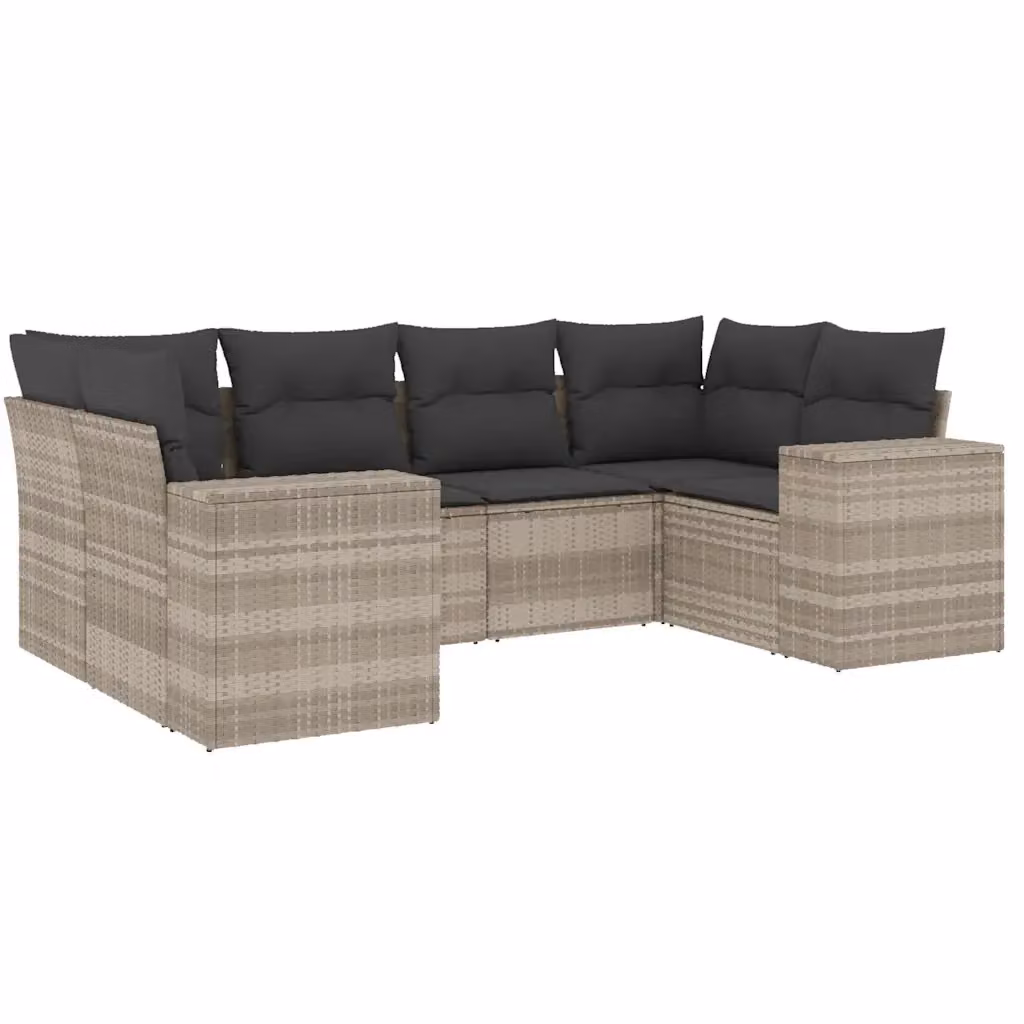 vidaXL Set Divano da Giardino a L con Cuscini Grigio Chiaro in Polyrattan e Acciaio – 2