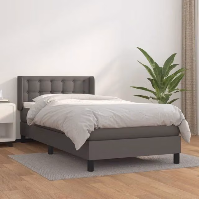 Letto a molle con materasso vidaXL in similpelle grigio e bianco L/P/H: 203 x 103 x 88 cm