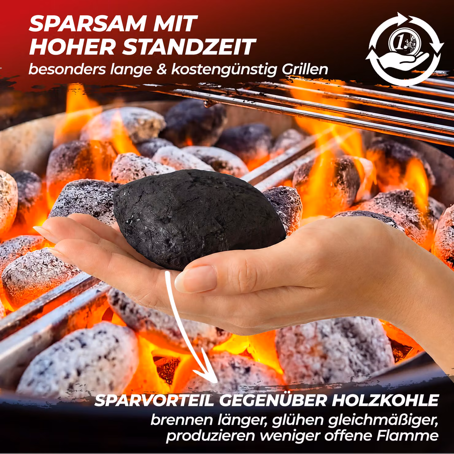 Set di 2 confezioni di bricchette di carbone Deuba, colore nero, 6 kg totali (3 kg ciascuna) – 2