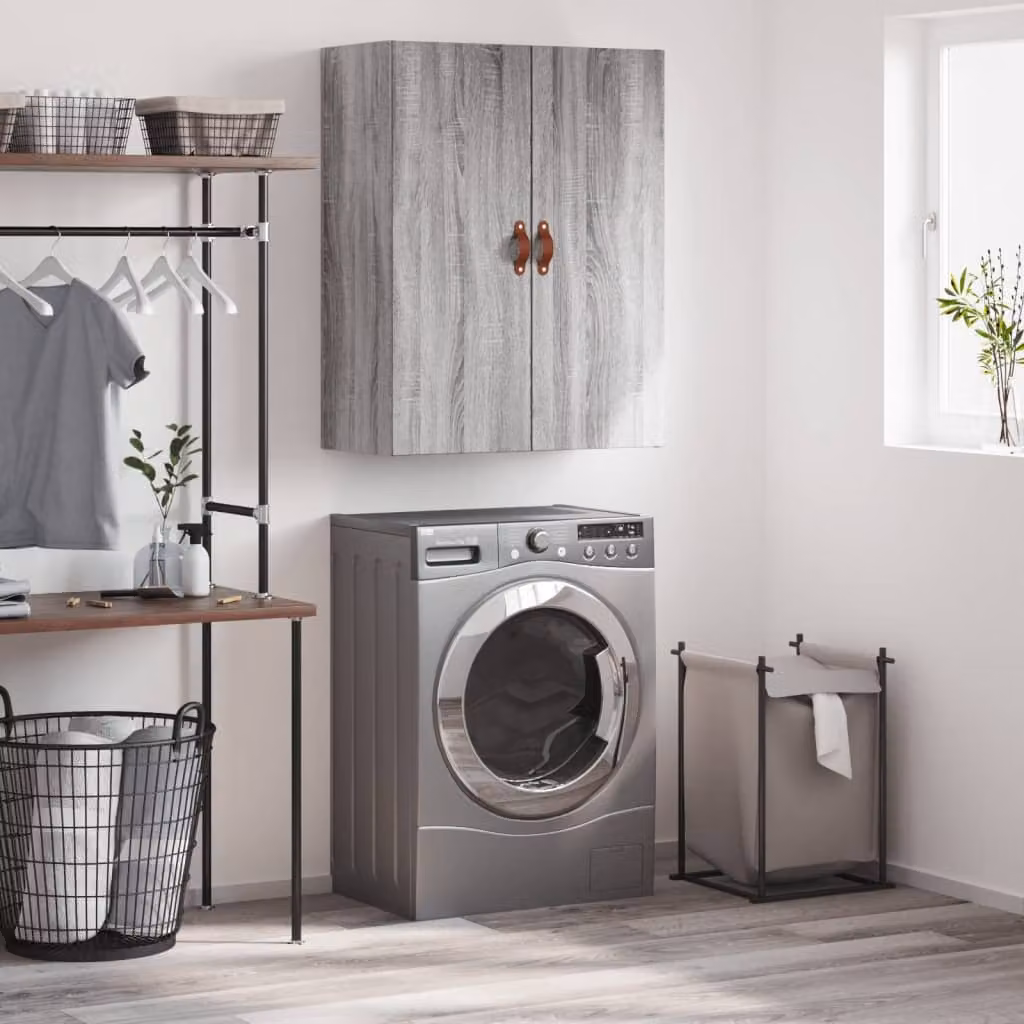 Mobile a parete vidaXL moderno in legno MDF Grigio Sonoma L: 69,5 cm, P: 34 cm, H: 90 cm