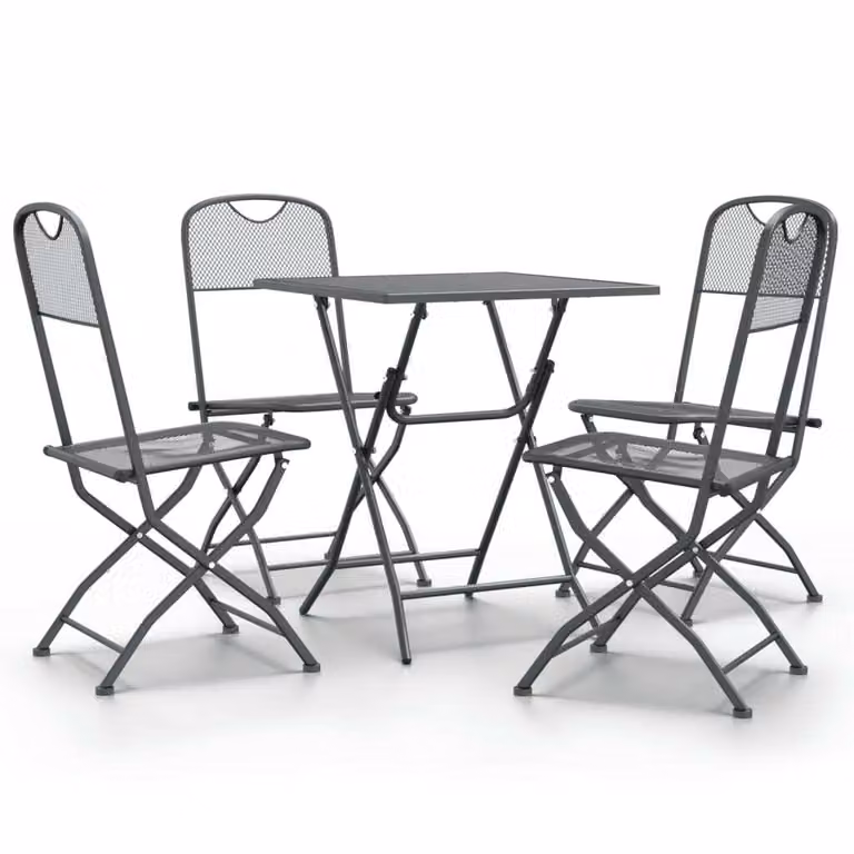 Set da Pranzo per Giardino 5pz Rete Metallica Espansa Antracite