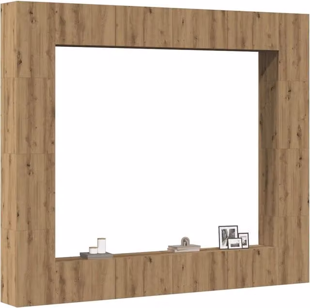 Set Mobile TV 8 pz Montato a Parete Rovere in Legno Multistrato 3328956