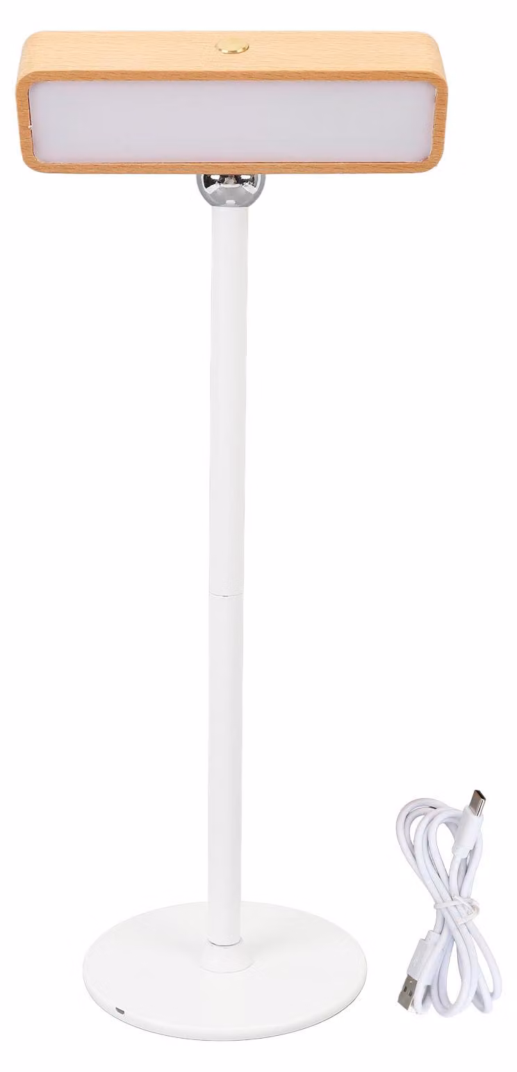 Lampada da parete con rotazione a 360 gradi, ricaricabile, luce calda a 3000 K, dimmerabile, controllo touch, lampada da scrivania magnetica in legno per la camera da letto