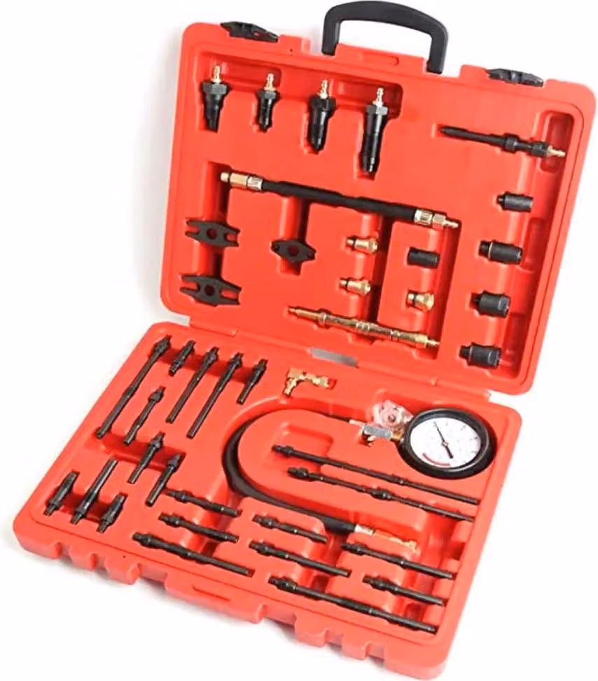 Tester di compressione per motori a benzina e diesel - Set - 40 Bar / 600 PSI - Per uso commerciale - Rosso