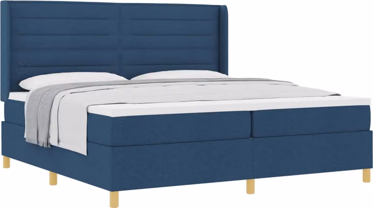 Letto a molle con materasso Blu 200 x 200 cm Tessuto