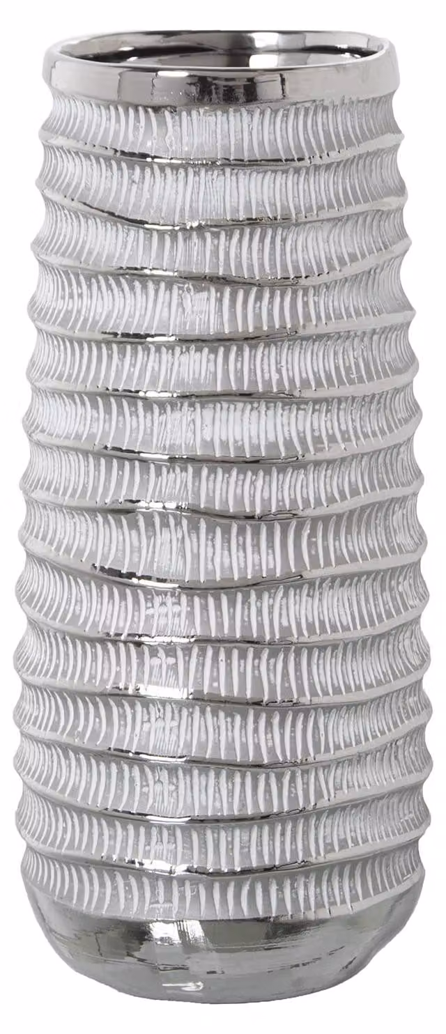 Vaso in Vetroceramica, bianco/argento, diametro 15 cm, altezza 33 cm