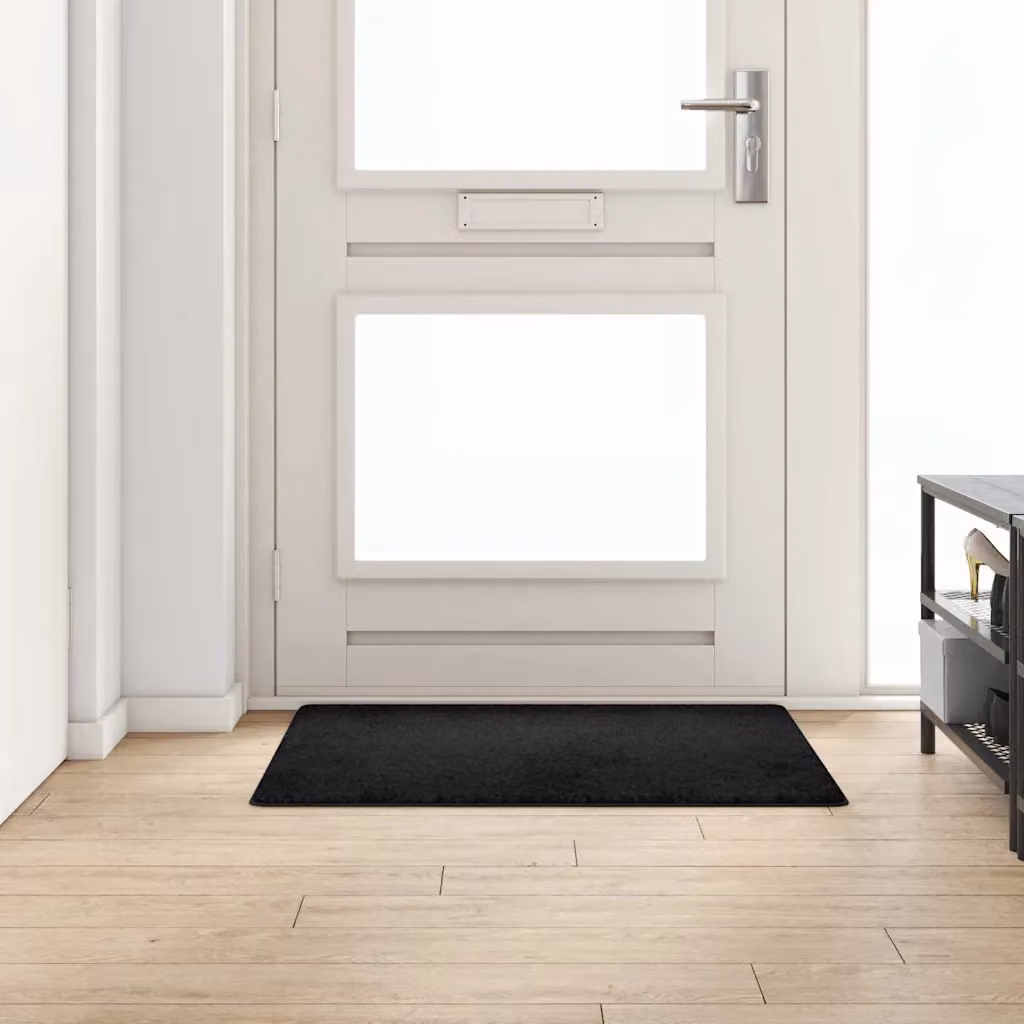 Runner in moquette vidaXL nero, quadrato, 100 x 100 cm, 100% polipropilene, hand tufted, antiscivolo e resistente alle macchie
