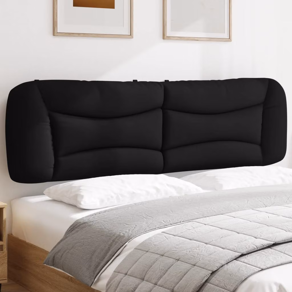 Testiera per letto vidaXL Hvar in similpelle nera, modello imbottito a parete, L: 203 cm