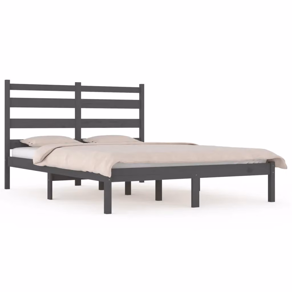 Giroletto vidaXL in legno massello di pino grigio stile rustico 200x200 cm – 2