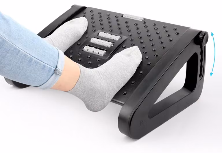 Poggiapiedi regolabile per scrivania, con 6 diverse altezze, poggiapiedi ergonomico antiscivolo con funzione di massaggio per alleviare la fatica delle gambe e delle ginocchia