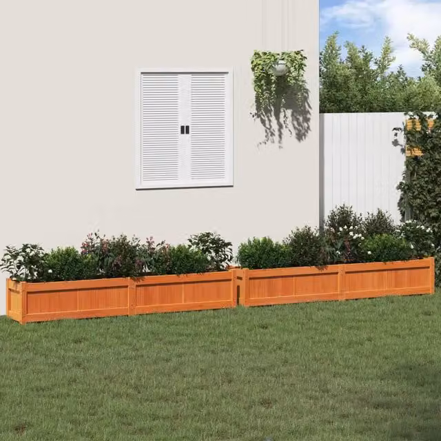 Set di 2 fioriere rialzate vidaXL in legno massello marrone per orto e giardino – 1