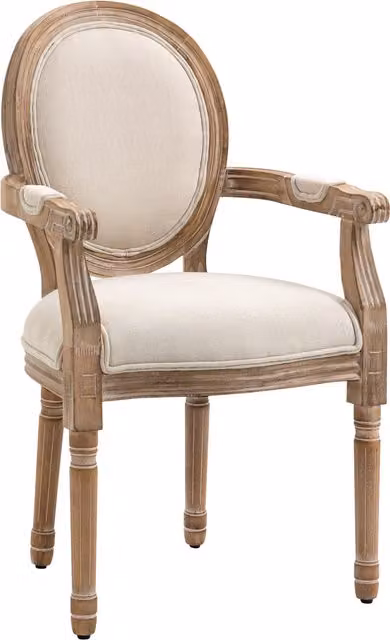 Sedia da salotto HOMCOM in stile classico imbottita con rivestimento in tessuto, Bianco Crema, L: 56 cm, P: 54 cm, H: 96 cm – 1