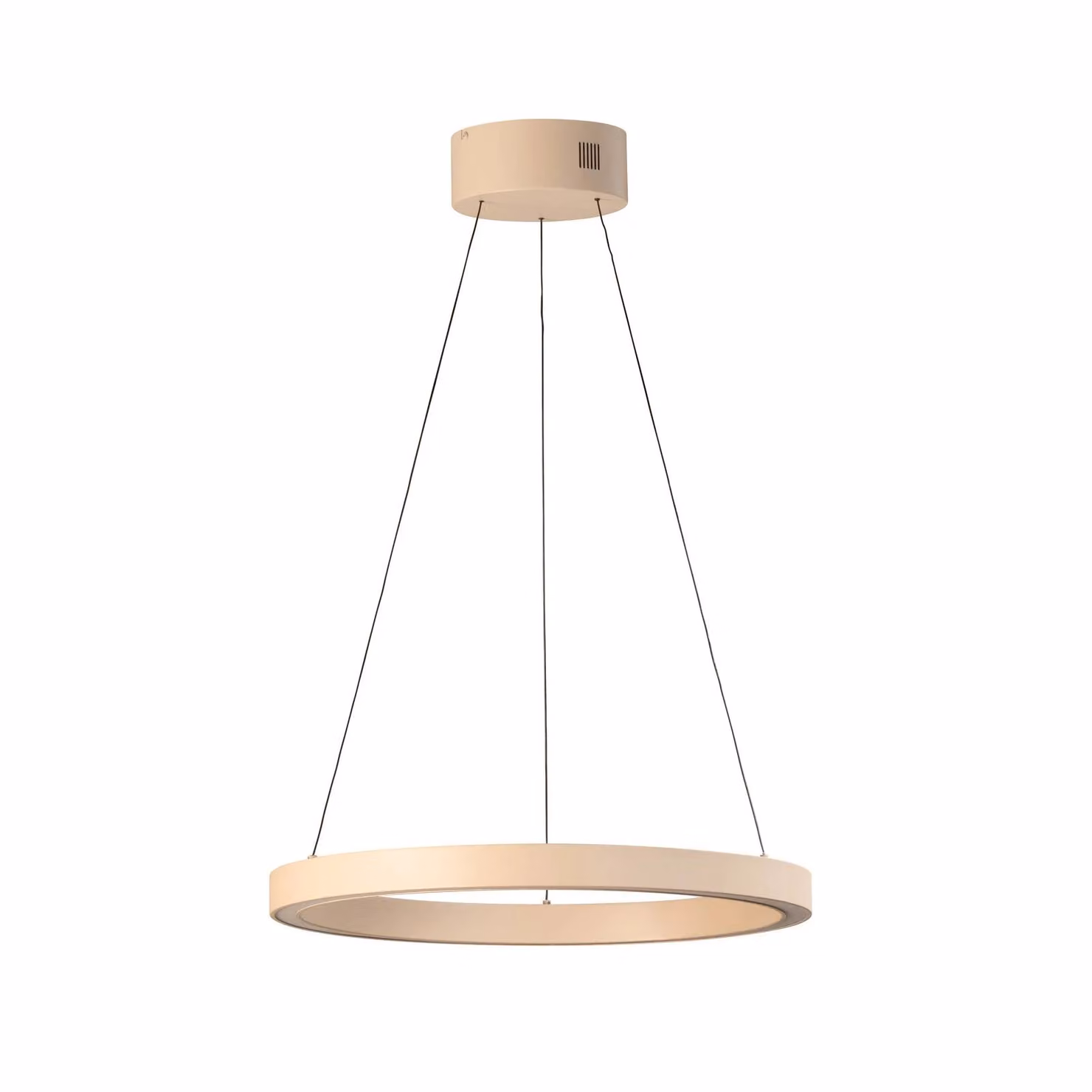 FISCHER & HONSEL Lampada LED a sospensione Silvio, Ø 60 cm, color sabbia, metallo, CCT dimmerabile, Crema / Ambra, Soggiorno / Sala da pranzo, Metallo, Moderno