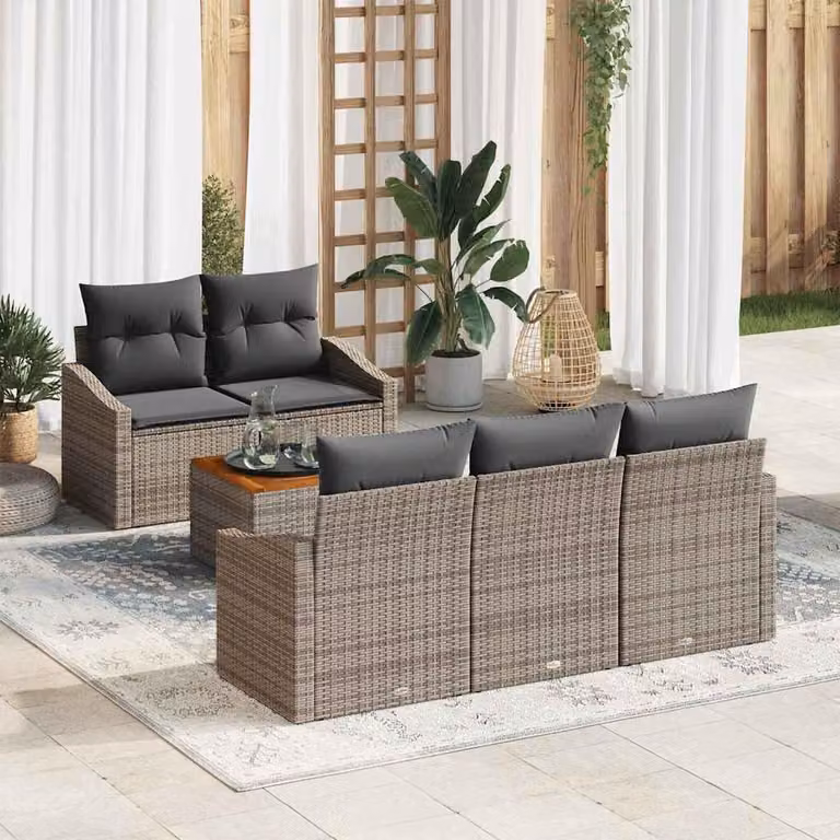 Maison Exclusive - Set Divano da Giardino 6 pcs Grigio polyrattan