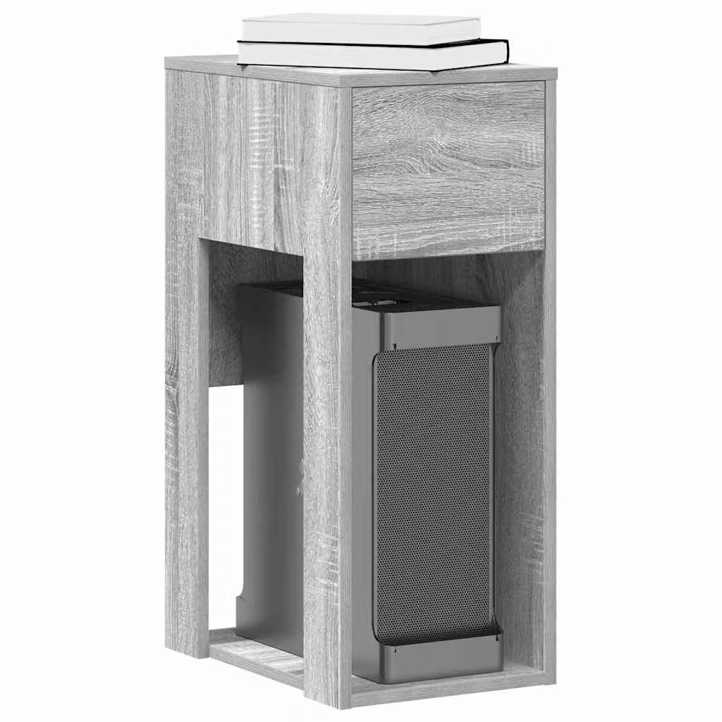 vidaXL Supporto a Torre per Computer con Cassetto Grigio L 30 cm, P 44 cm, H 74 cm