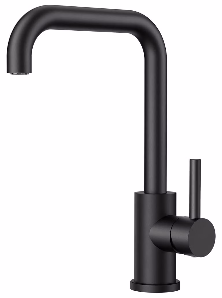 Miscelatore da cucina - Monocomando - Girevole a 360° - Nero - Bocca a L
