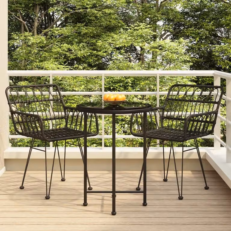 Maison Exclusive - Set da pranzo da giardino a 3 pezzi in rattan sintetico nero