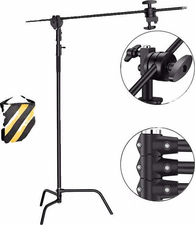 Treppiede per illuminazione, regolabile in altezza, in acciaio inossidabile resistente, SH-MST-30B