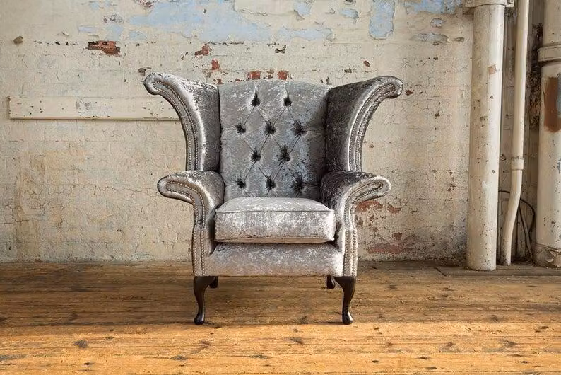 Chesterfield Sessel Fernseh Couch 1 Sitzer Sofa Textil Stoff Couchen Polster #8