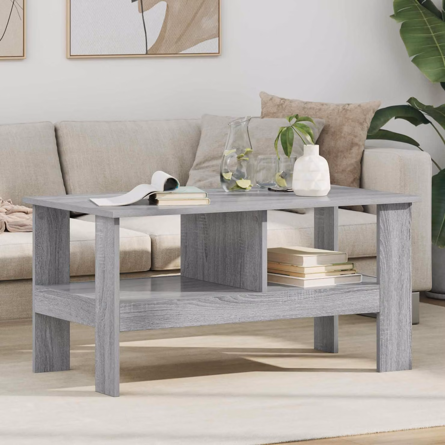 Maison Exclusive - Tavolino Sonoma grigio, 90 x 50 x 45 cm, realizzato in legno composito