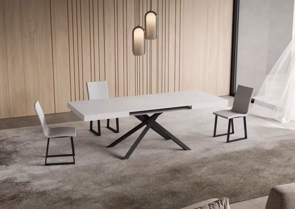 Tavolo allungabile moderno Itamoby bianco frassino con gambe antracite L/P: 90 x 120 cm – 2