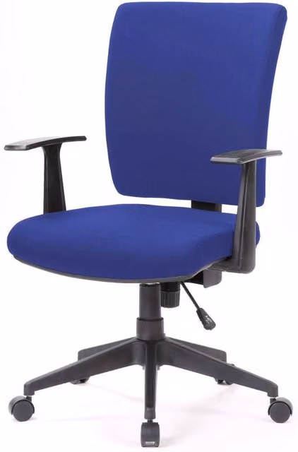Sedia da ufficio direzionale Eulalia DMORA con braccioli, seduta ergonomica in tessuto blu, L: 61 cm, P: 65 cm, H: 98/108 cm – 1