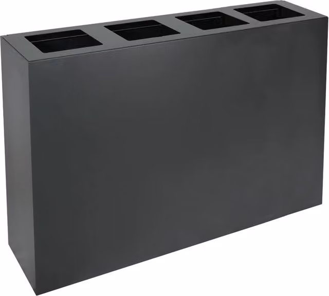 Pattumiera per Raccolta Differenziata 4 Scomparti Capacità 240 lt 120x30x80 cm in Acciaio Antracite