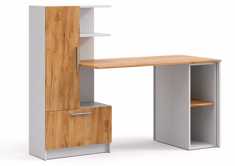 Scrivania con ripiani Vicco Tomy Bianco/Rovere dorato 150 x 59 cm Set di 2, Model 59191