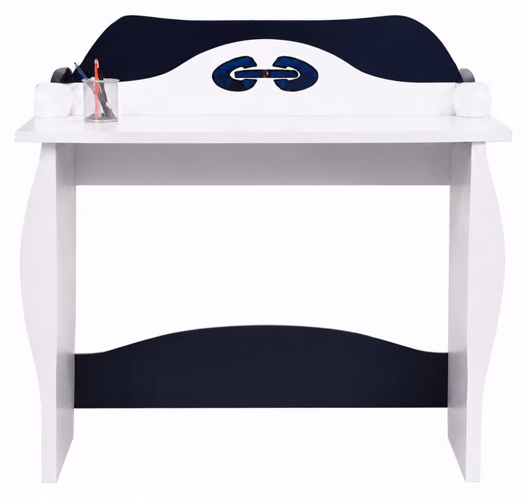 Scrivania per cameretta, stanza dei ragazzi, in legno, bianca e nera, design moderno