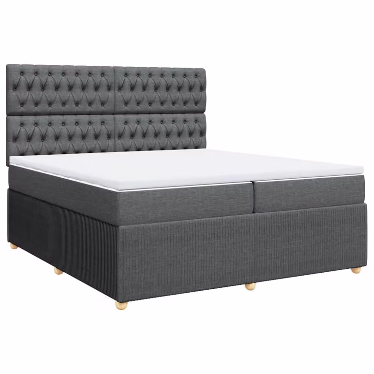 Giroletto a Molle con Materasso Grigio Scuro 200x200 cm Tessuto