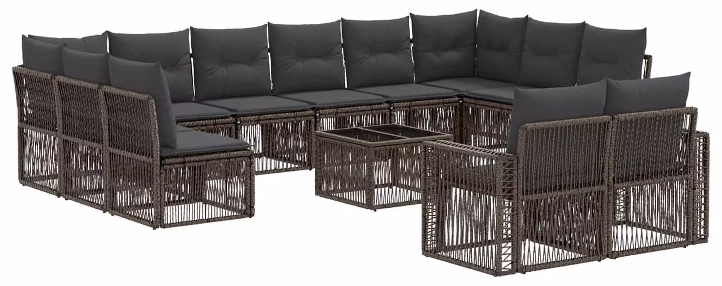 Set Divano da Giardino 13 pcs Grigio e Grigio Scuro polyrattan