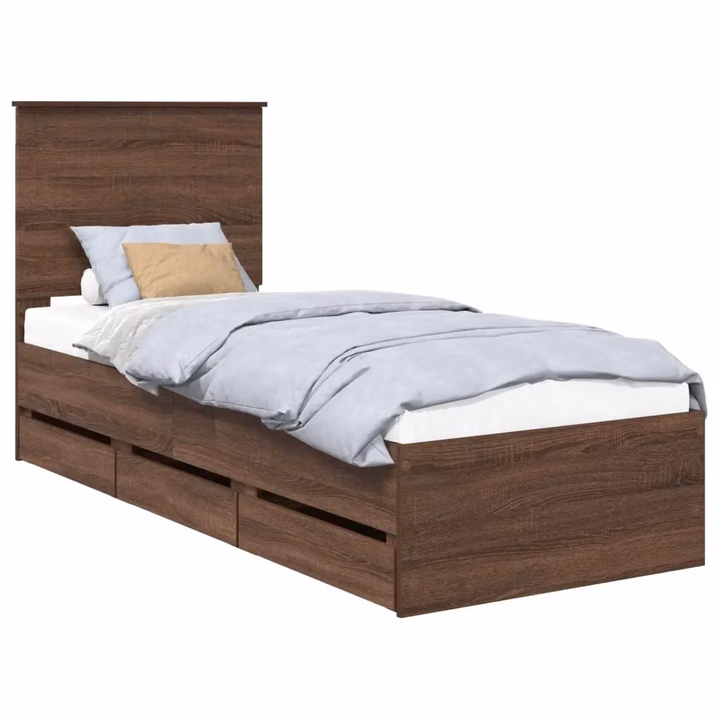 Struttura letto con cassetto vidaXL in legno marrone 75 x 190 cm – 2