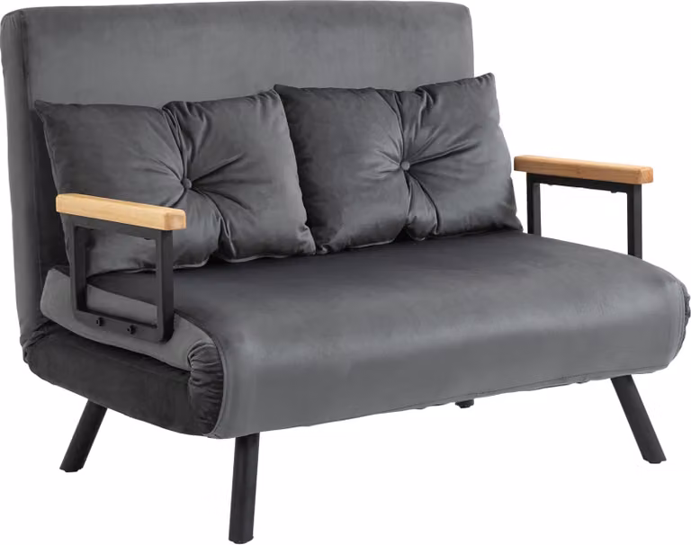 Divano letto Fortuna Lai con contenitore Divano con funzione letto Divano letto con effetto velluto Cuscini dello schienale Grigio scuro 102 x 73 x 81 cm