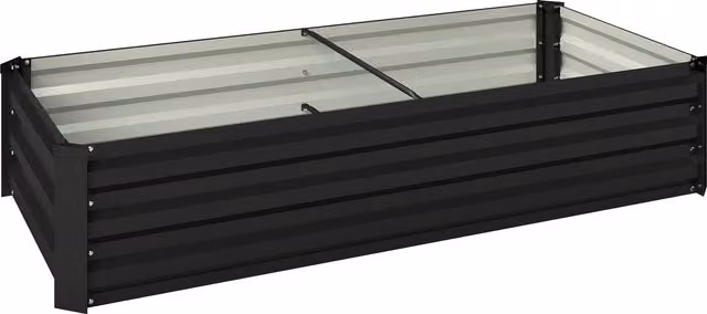 Fioriera rettangolare per orto e giardino Outsunny in acciaio galvanizzato grigio scuro L: 150 cm, P: 70 cm, H: 30 cm