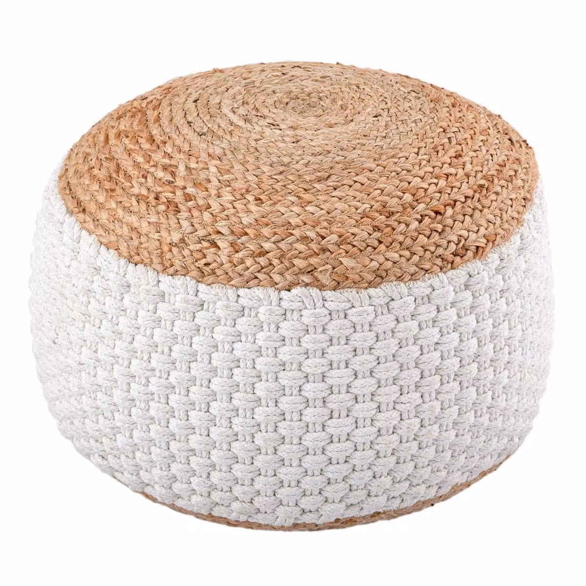 Pouf di seduta sgabello di iuta sgabello decorativo sgabello naturale pouf di seduta poggiapiedi bianco