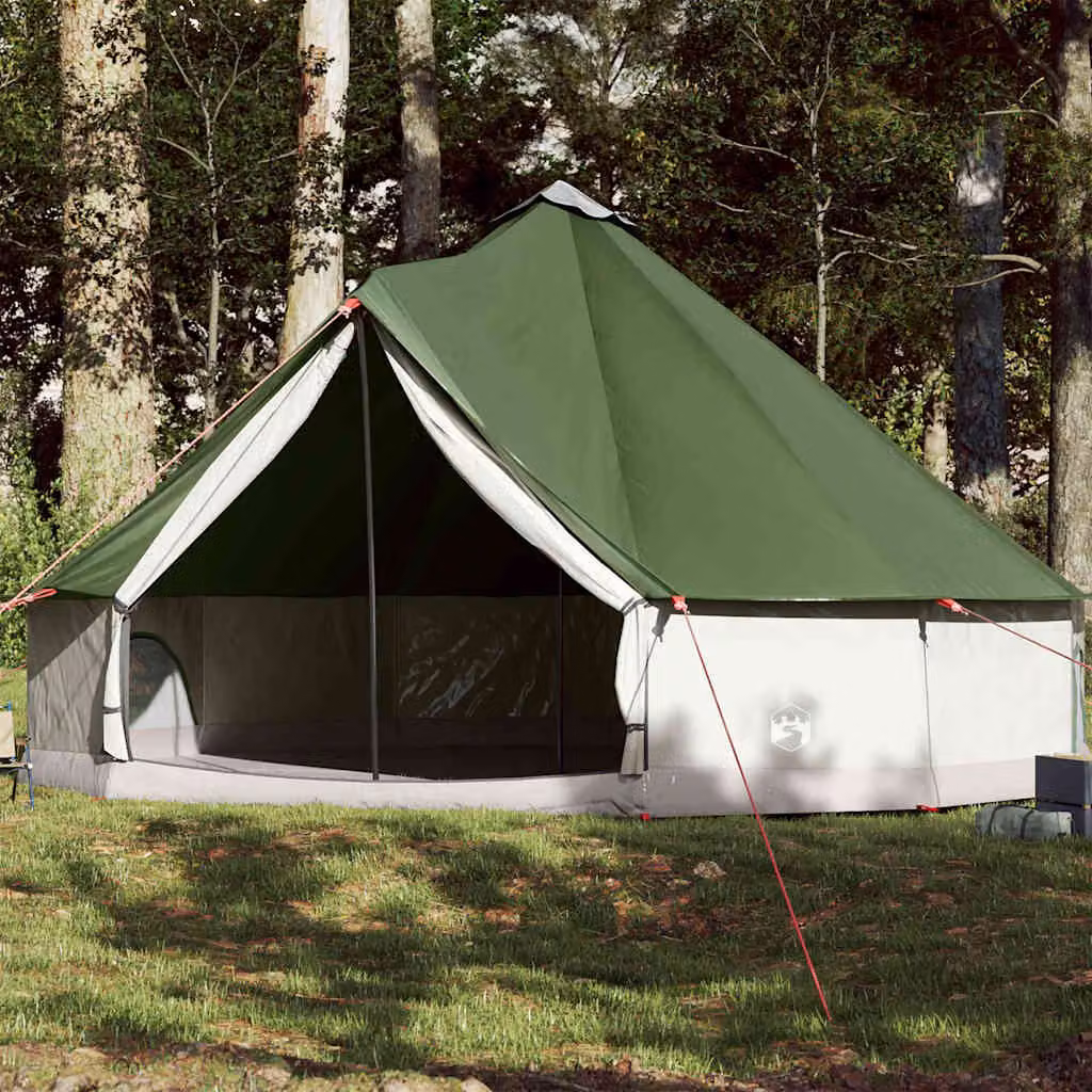 Tenda da campeggio familiare vidaXL per 12 persone, impermeabile, colore verde