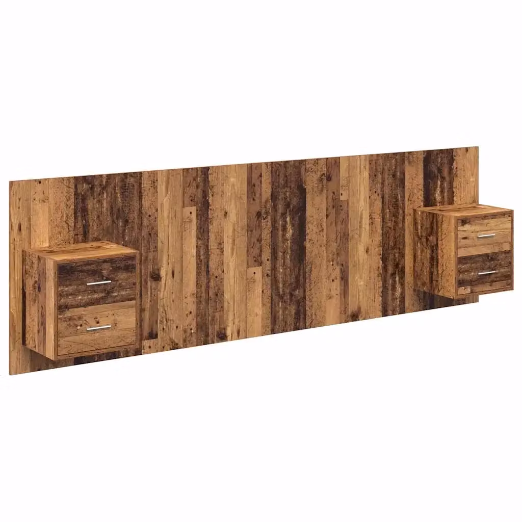 Set di 3 pezzi Testata con Comodini Integrati vidaXL in Legno Ingegnerizzato Marrone Moderno L: 257 cm, P: 39,33 cm, H: 32,5 cm – 2