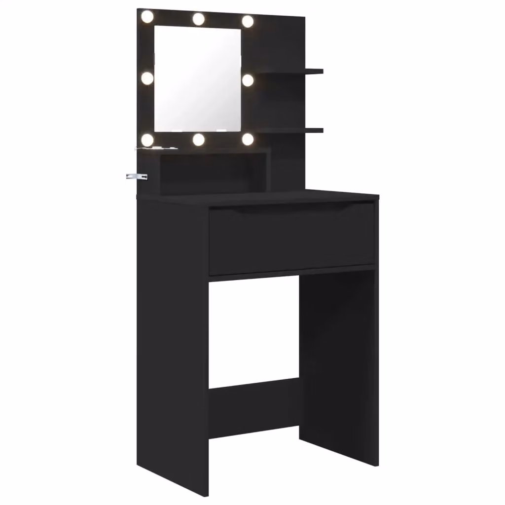 Tavolo da trucco moderno con LED vidaXL nero opaco L/P/H: 60 x 39,5 x 135 cm – 2