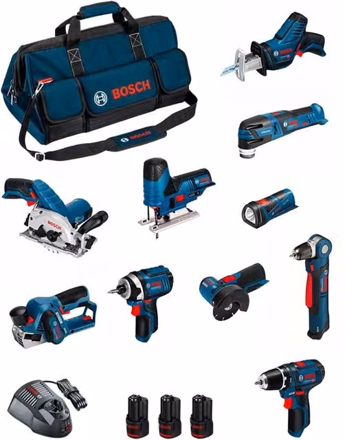 Kit utensili Bosch BMKB10-28DD3 blu con batterie ricaricabili
