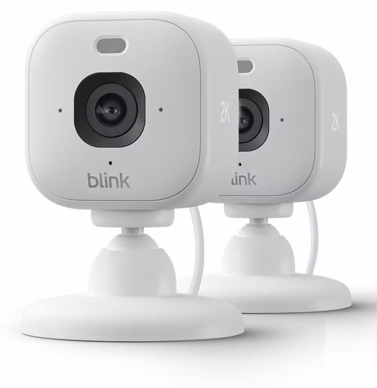 Blink Mini 2K+ 2er Pack, Telecamera di sicurezza IP, Interno, Wireless, Da tavolo, Bianco, Cubo