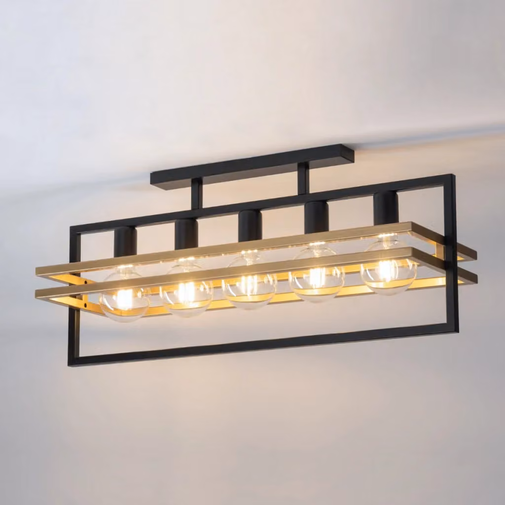 Plafoniera Loft Merci Sigma Lighting con 5 luci, colore nero e oro, attacco E27 – 2