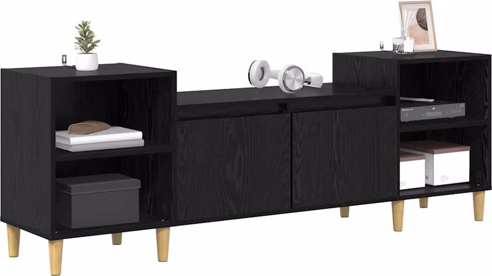 Mobile TV Rovere Nero 160 x 35 x 55 cm Legno multistrato