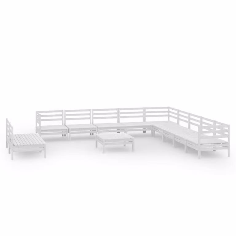Set Salotto da Giardino 12 pz in Legno Massello di Pino Bianco