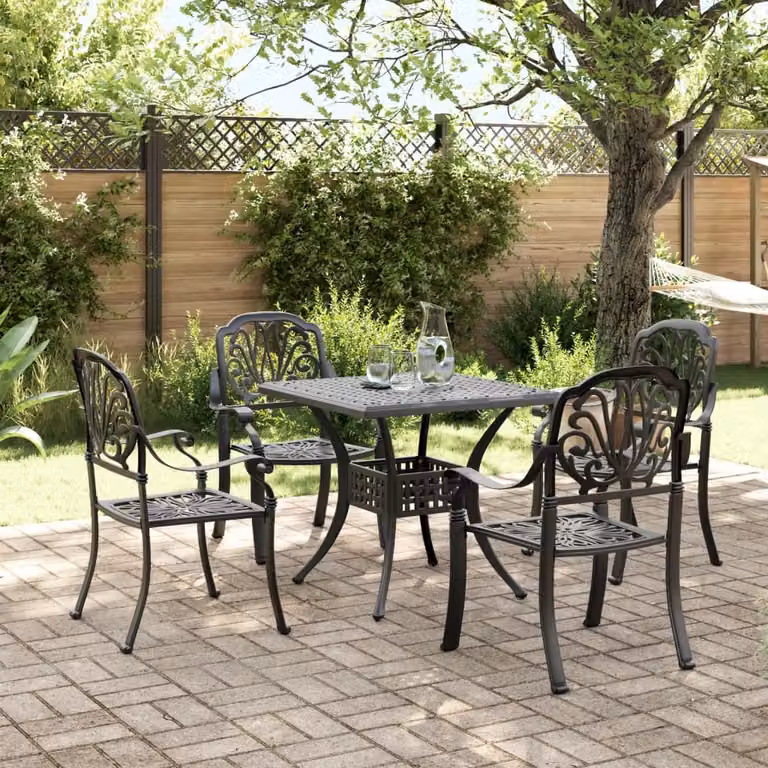 Maison Exclusive - Set da pranzo da giardino a 5 pezzi in fusione di alluminio nero