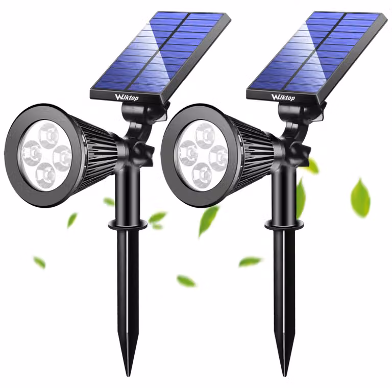 Set di 2 luci solari, luce calda, 200 lumen, grado di protezione IP65, dimmerabili, per l'esterno
