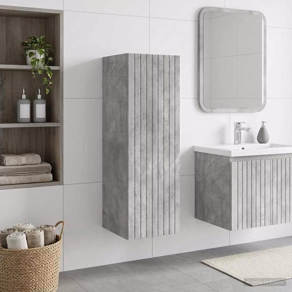 Mobiletto da bagno a muro vidaXL moderno in MDF grigio opaco L/P/H: 33 x 34,5 x 60 cm