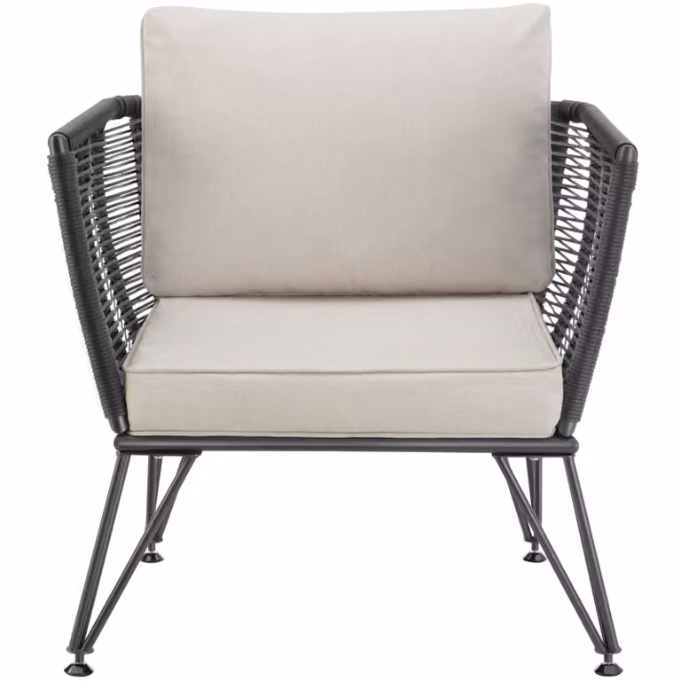 Set di 2 poltrone da giardino Sundo TecTake con design a corda, colore antracite e beige